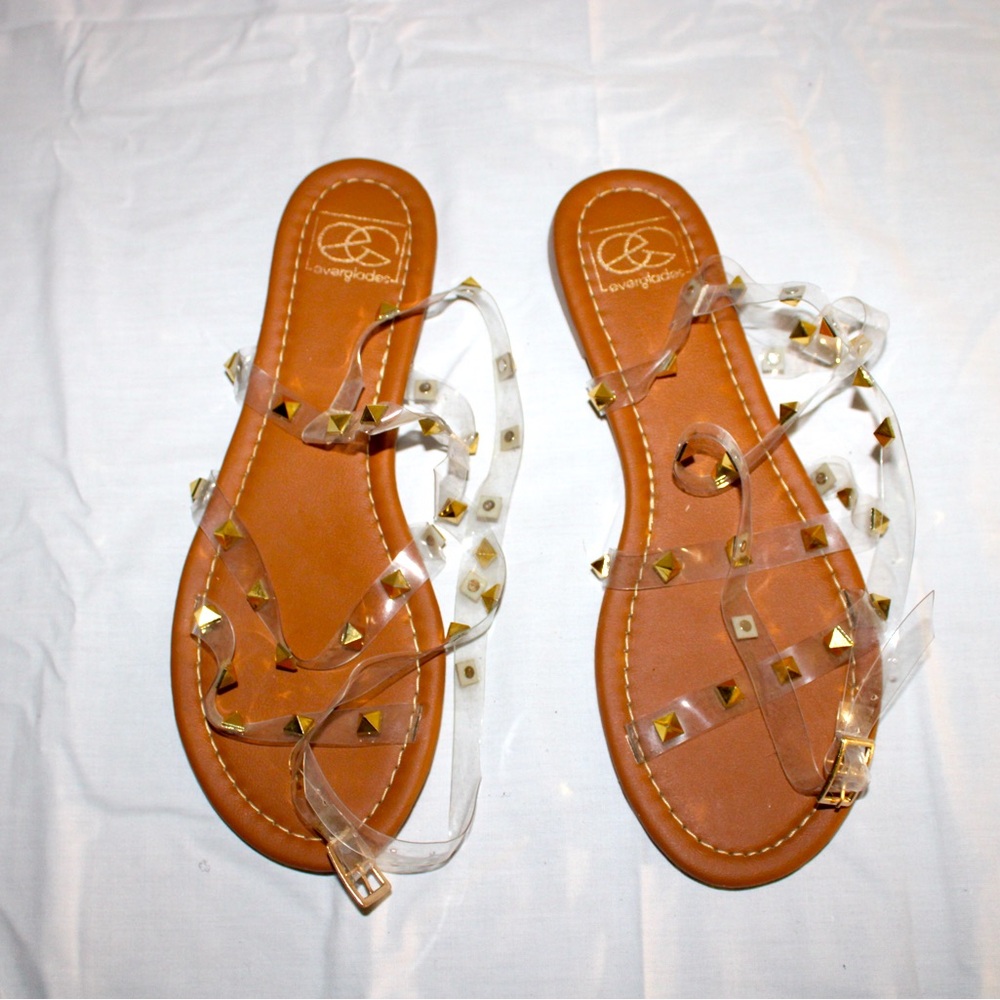 Everglades Size 9 Buckled Strappy Studded Gladiator Flat  Sandal